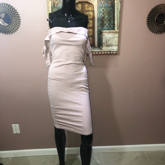 privy Dresses & Skirts - Strapless Bodycon Dress with Tie Sleeves